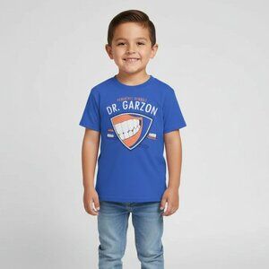 Youth Dentist Graphic Tee – Size XS (4/5) – Blue/Orange – 100% Cotton